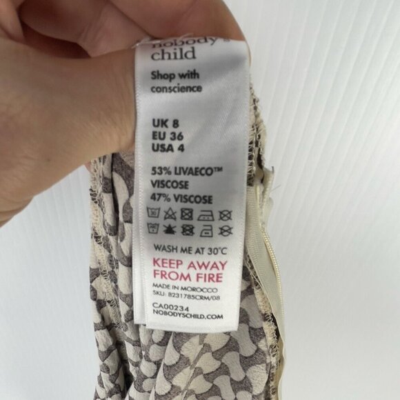 NOBODY'S CHILD Fearne Cotton Brown Cream Geo Print Wide Leg Cora Trousers Size 4 - Picture 7 of 9
